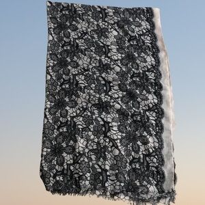 Nicole Marciano Black and Taupe Floral Scarf